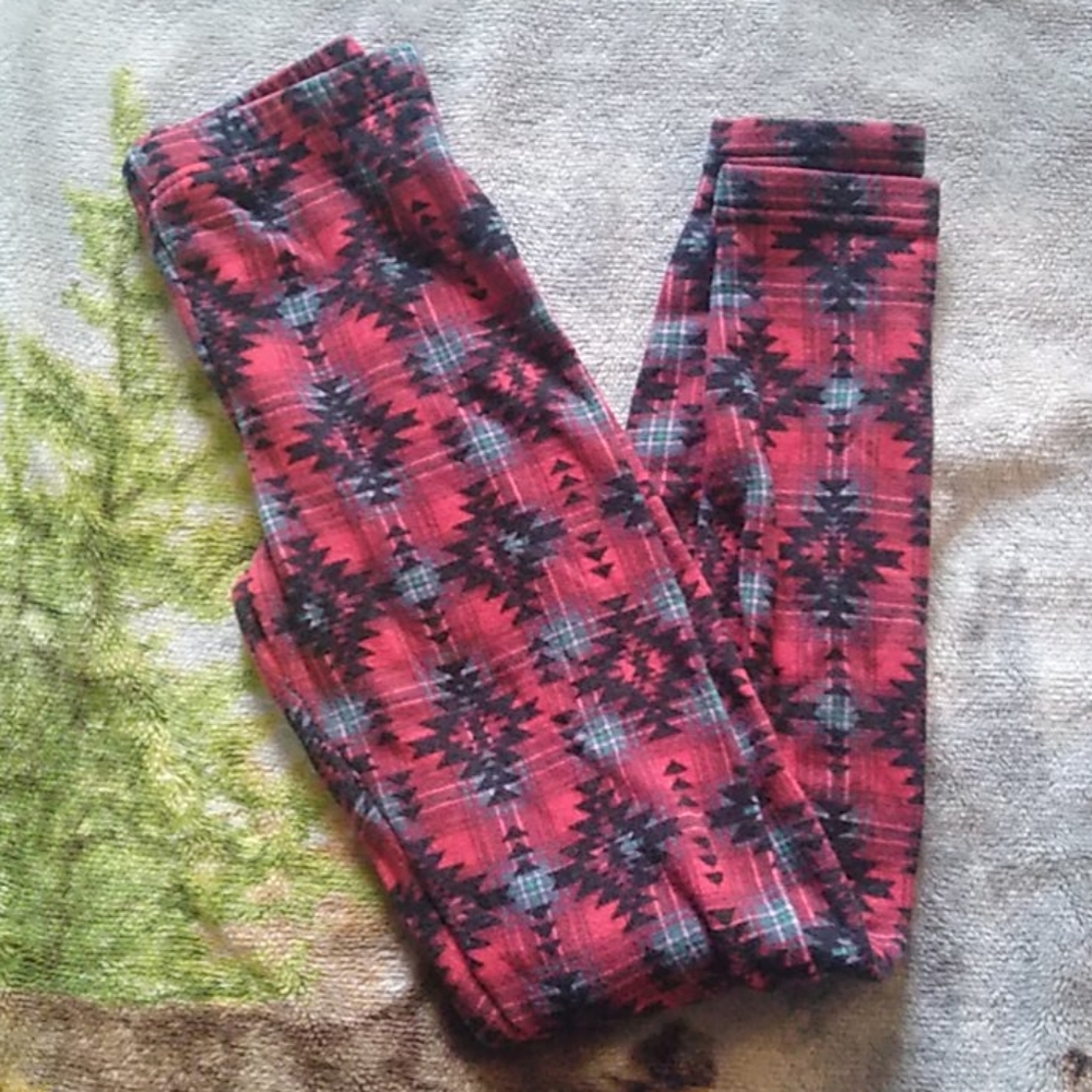 Winter/Holiday  Tribal Plaid Lined Leggings